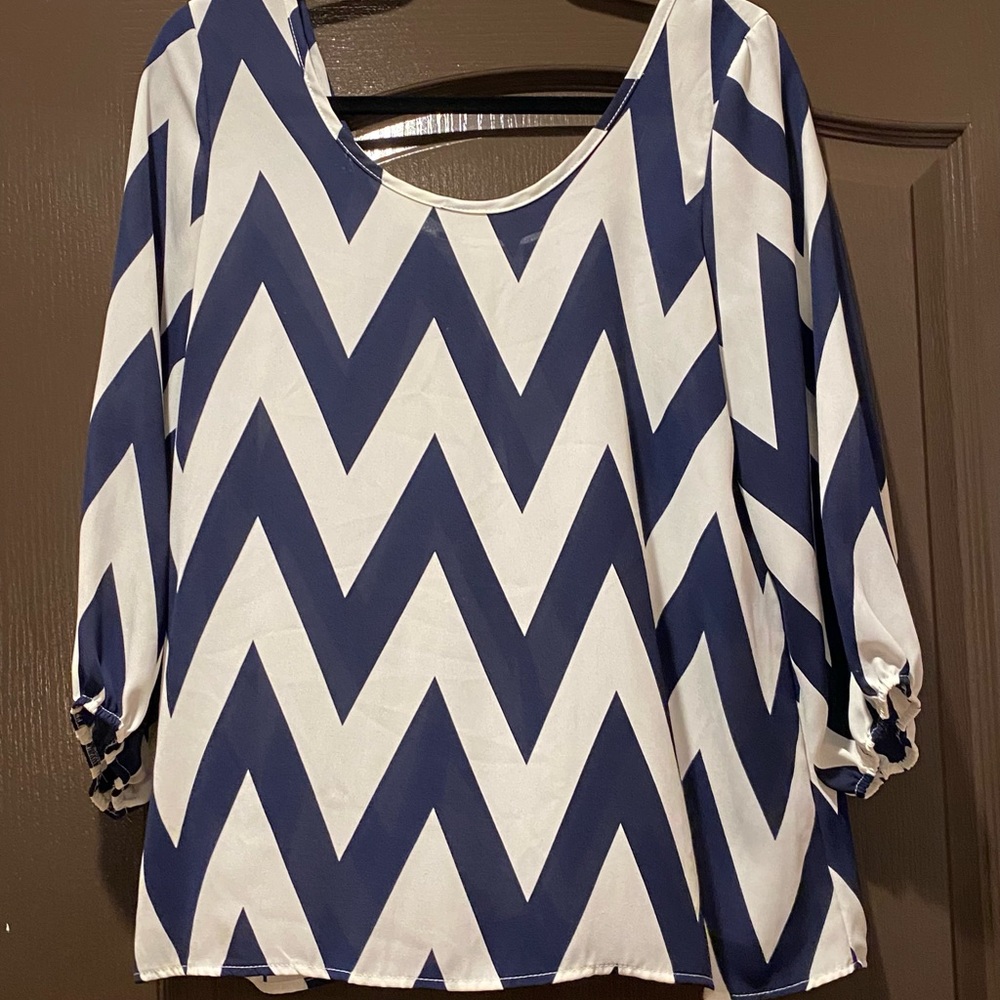 Sheer Navy/white Chevron pattern.